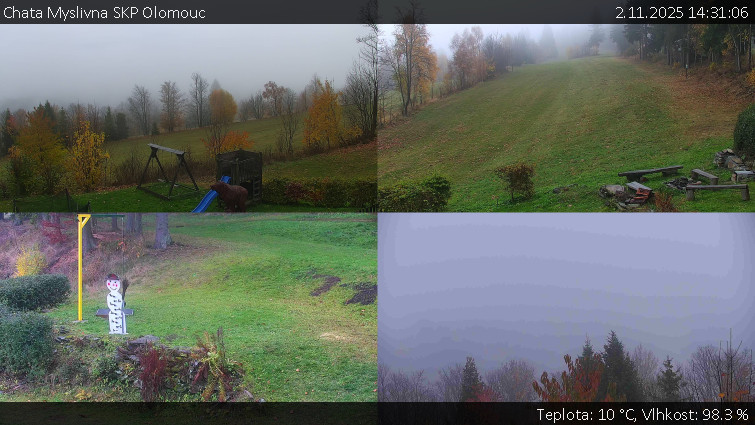 Chata Myslivna SKP Olomouc - Sdružený snímek okolí chaty Myslivna - 2.11.2025 v 14:31 Chata Myslivna SKP Olomouc - Sdružený snímek okolí chaty Myslivna - 2.11.2025 v 14:31