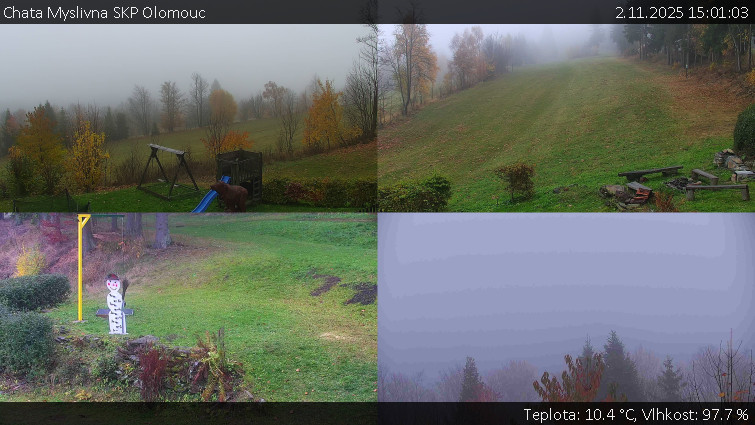 Chata Myslivna SKP Olomouc - Sdružený snímek okolí chaty Myslivna - 2.11.2025 v 15:01 Chata Myslivna SKP Olomouc - Sdružený snímek okolí chaty Myslivna - 2.11.2025 v 15:01