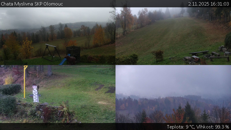Chata Myslivna SKP Olomouc - Sdružený snímek okolí chaty Myslivna - 2.11.2025 v 16:31 Chata Myslivna SKP Olomouc - Sdružený snímek okolí chaty Myslivna - 2.11.2025 v 16:31