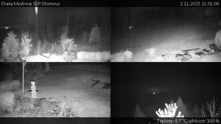 Chata Myslivna SKP Olomouc - Sdružený snímek okolí chaty Myslivna - 2.11.2025 v 21:01 Chata Myslivna SKP Olomouc - Sdružený snímek okolí chaty Myslivna - 2.11.2025 v 21:01