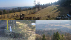 Sdružený snímek okolí chaty Myslivna