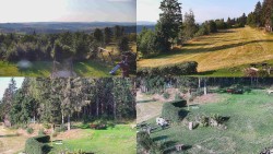 Kompositfoto der Umgebung der Myslivna-Hütte
