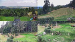 Composite photo of the surroundings of the Myslivna cabin