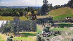 Kompositfoto der Umgebung der Myslivna-Hütte