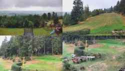 Kompositfoto der Umgebung der Myslivna-Hütte