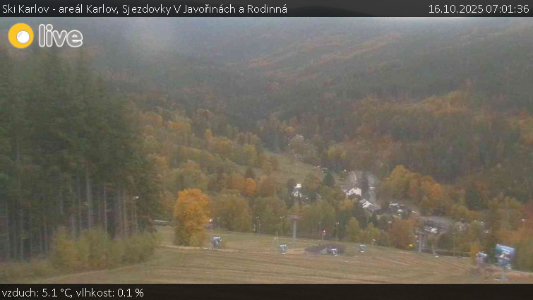 Ski Karlov - areál Karlov - Sjezdovky V Javořinách a Rodinná - 16.10.2025 v 07:01 Ski Karlov - areál Karlov - Sjezdovky V Javořinách a Rodinná - 16.10.2025 v 07:01