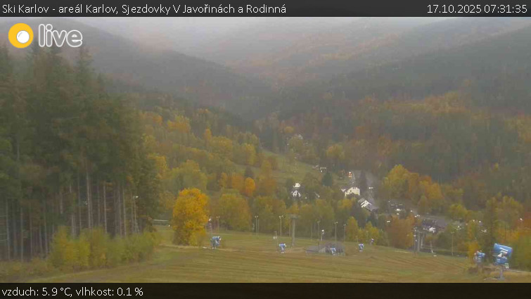 Ski Karlov - areál Karlov - Sjezdovky V Javořinách a Rodinná - 17.10.2025 v 07:31 Ski Karlov - areál Karlov - Sjezdovky V Javořinách a Rodinná - 17.10.2025 v 07:31