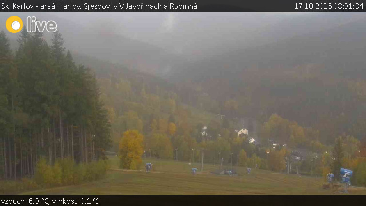 Ski Karlov - areál Karlov - Sjezdovky V Javořinách a Rodinná - 17.10.2025 v 08:31 Ski Karlov - areál Karlov - Sjezdovky V Javořinách a Rodinná - 17.10.2025 v 08:31