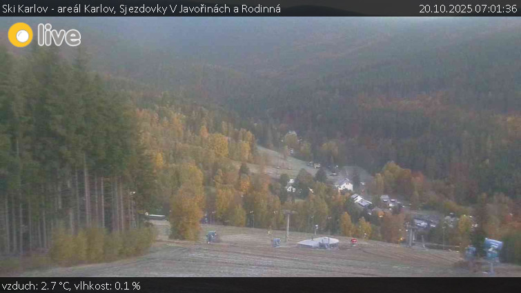 Ski Karlov - areál Karlov - Sjezdovky V Javořinách a Rodinná - 20.10.2025 v 07:01 Ski Karlov - areál Karlov - Sjezdovky V Javořinách a Rodinná - 20.10.2025 v 07:01