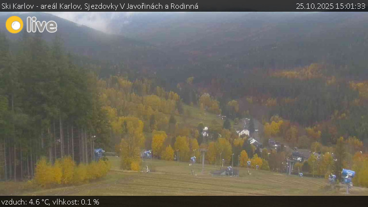 Ski Karlov - areál Karlov - Sjezdovky V Javořinách a Rodinná - 25.10.2025 v 15:01 Ski Karlov - areál Karlov - Sjezdovky V Javořinách a Rodinná - 25.10.2025 v 15:01