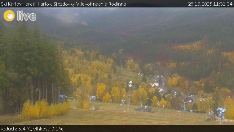 Ski Karlov - areál Karlov - Sjezdovky V Javořinách a Rodinná - 26.10.2025 v 11:31 Ski Karlov - areál Karlov - Sjezdovky V Javořinách a Rodinná - 26.10.2025 v 11:31