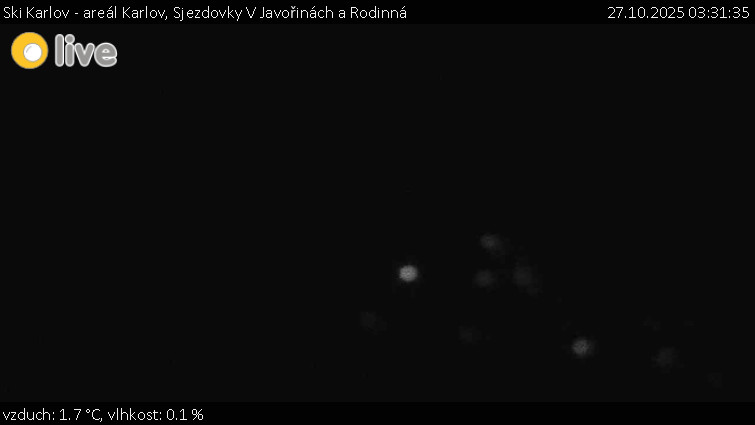Ski Karlov - areál Karlov - Sjezdovky V Javořinách a Rodinná - 27.10.2025 v 03:31 Ski Karlov - areál Karlov - Sjezdovky V Javořinách a Rodinná - 27.10.2025 v 03:31