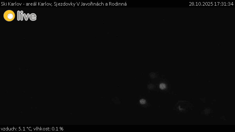 Ski Karlov - areál Karlov - Sjezdovky V Javořinách a Rodinná - 28.10.2025 v 17:31 Ski Karlov - areál Karlov - Sjezdovky V Javořinách a Rodinná - 28.10.2025 v 17:31