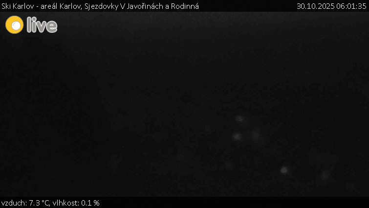Ski Karlov - areál Karlov - Sjezdovky V Javořinách a Rodinná - 30.10.2025 v 06:01 Ski Karlov - areál Karlov - Sjezdovky V Javořinách a Rodinná - 30.10.2025 v 06:01