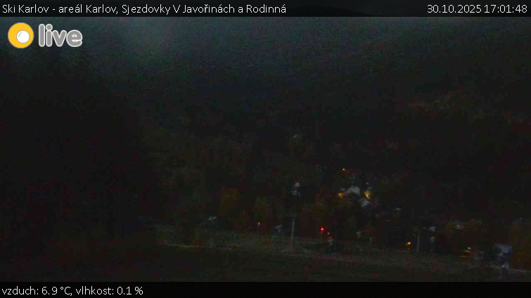 Ski Karlov - areál Karlov - Sjezdovky V Javořinách a Rodinná - 30.10.2025 v 17:01 Ski Karlov - areál Karlov - Sjezdovky V Javořinách a Rodinná - 30.10.2025 v 17:01