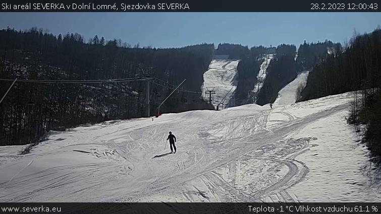 Ski areál SEVERKA v Dolní Lomné - Sjezdovka SEVERKA - 28.2.2023 v 12:00