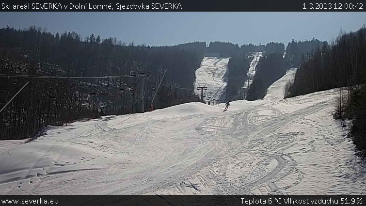 Ski areál SEVERKA v Dolní Lomné - Sjezdovka SEVERKA - 1.3.2023 v 12:00