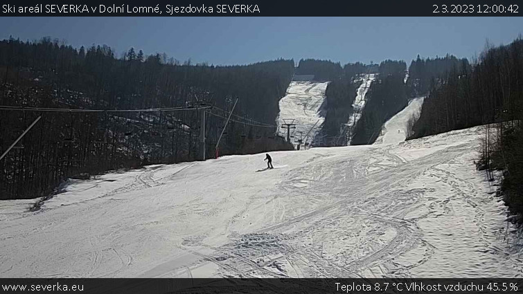 Ski areál SEVERKA v Dolní Lomné - Sjezdovka SEVERKA - 2.3.2023 v 12:00