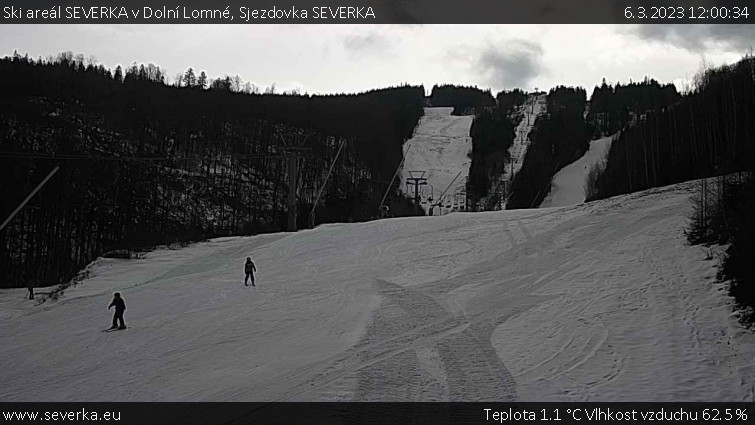 Ski areál SEVERKA v Dolní Lomné - Sjezdovka SEVERKA - 6.3.2023 v 12:00