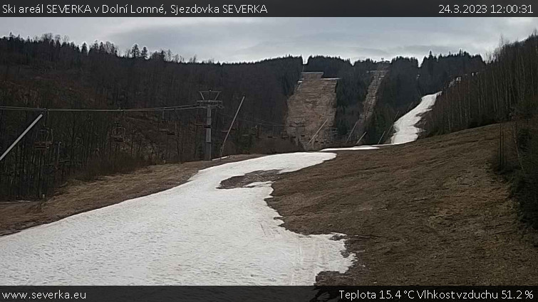 Ski areál SEVERKA v Dolní Lomné - Sjezdovka SEVERKA - 24.3.2023 v 12:00