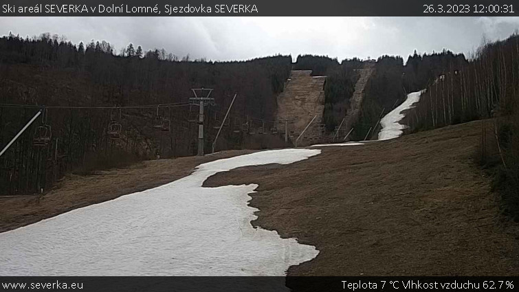 Ski areál SEVERKA v Dolní Lomné - Sjezdovka SEVERKA - 26.3.2023 v 12:00