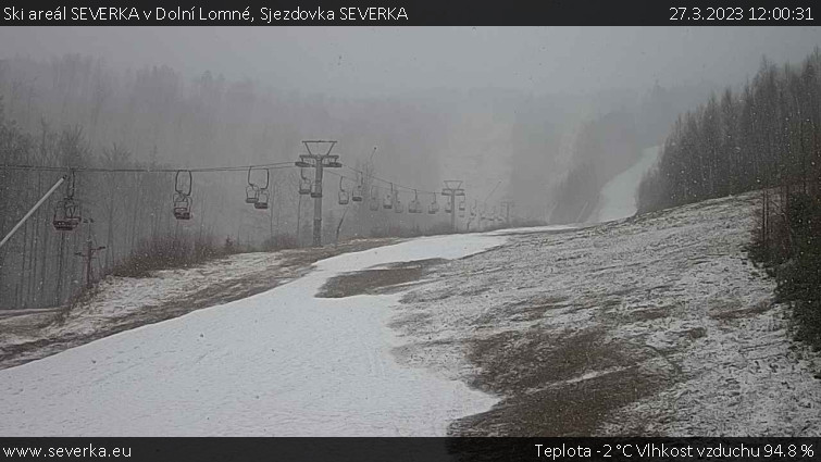 Ski areál SEVERKA v Dolní Lomné - Sjezdovka SEVERKA - 27.3.2023 v 12:00