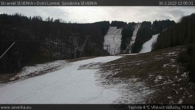Ski areál SEVERKA v Dolní Lomné - Sjezdovka SEVERKA - 30.3.2023 v 12:00