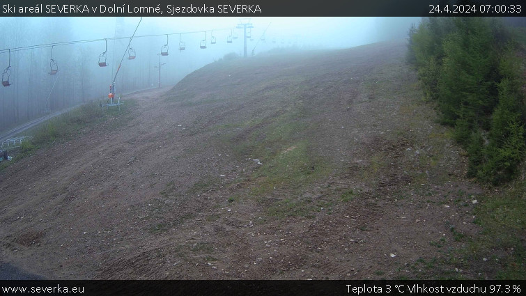 Ski areál SEVERKA v Dolní Lomné - Sjezdovka SEVERKA - 24.4.2024 v 07:00