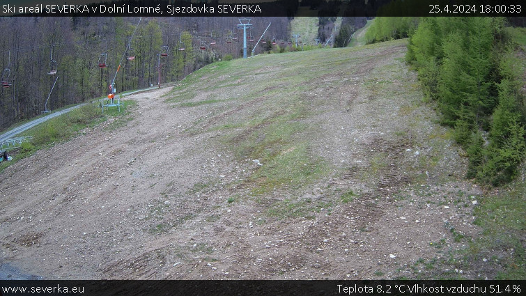 Ski areál SEVERKA v Dolní Lomné - Sjezdovka SEVERKA - 25.4.2024 v 18:00