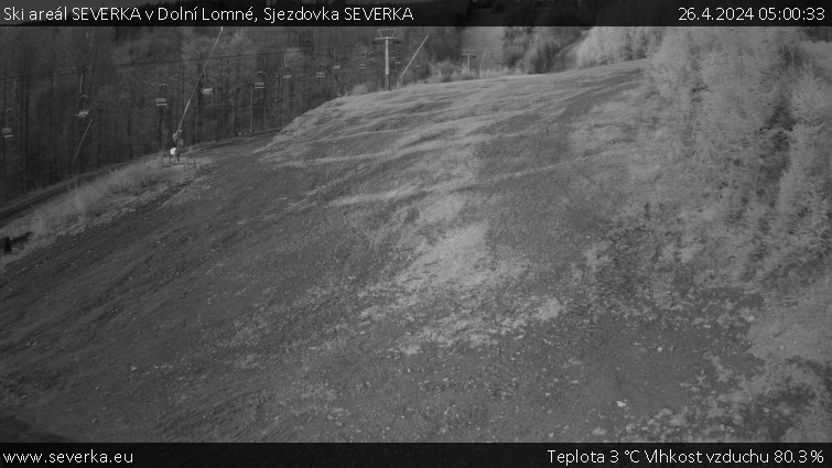 Ski areál SEVERKA v Dolní Lomné - Sjezdovka SEVERKA - 26.4.2024 v 05:00