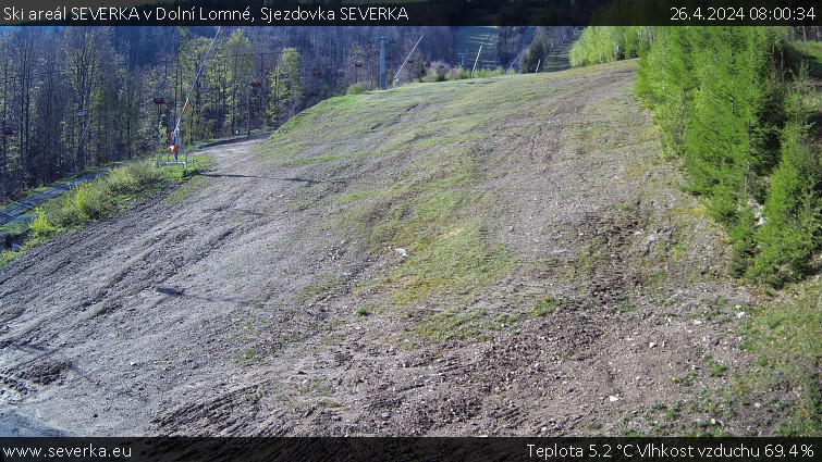 Ski areál SEVERKA v Dolní Lomné - Sjezdovka SEVERKA - 26.4.2024 v 08:00