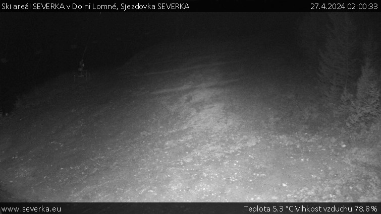 Ski areál SEVERKA v Dolní Lomné - Sjezdovka SEVERKA - 27.4.2024 v 02:00