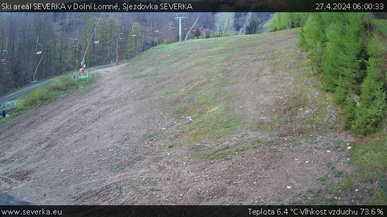 Ski areál SEVERKA v Dolní Lomné - Sjezdovka SEVERKA - 27.4.2024 v 06:00