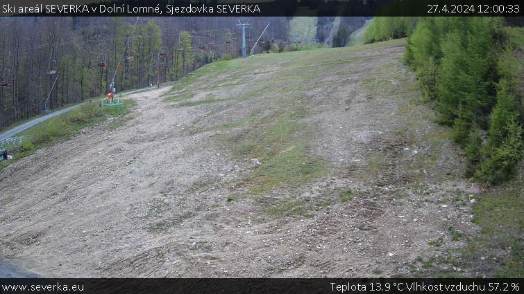 Ski areál SEVERKA v Dolní Lomné - Sjezdovka SEVERKA - 27.4.2024 v 12:00