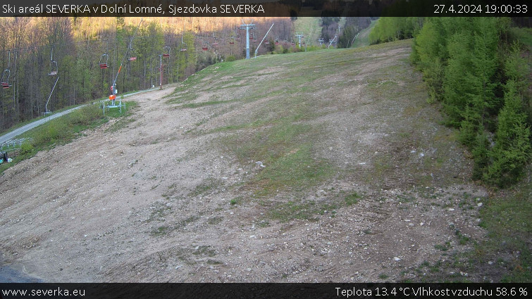 Ski areál SEVERKA v Dolní Lomné - Sjezdovka SEVERKA - 27.4.2024 v 19:00