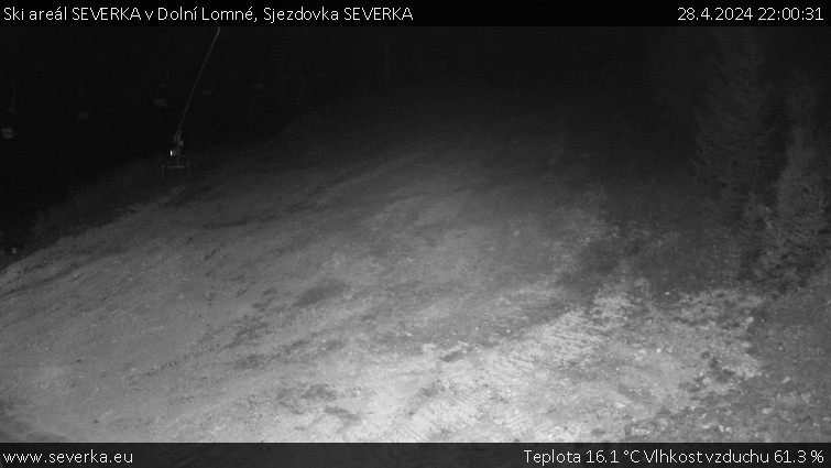 Ski areál SEVERKA v Dolní Lomné - Sjezdovka SEVERKA - 28.4.2024 v 22:00