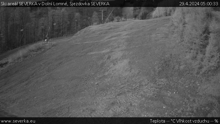 Ski areál SEVERKA v Dolní Lomné - Sjezdovka SEVERKA - 29.4.2024 v 05:00