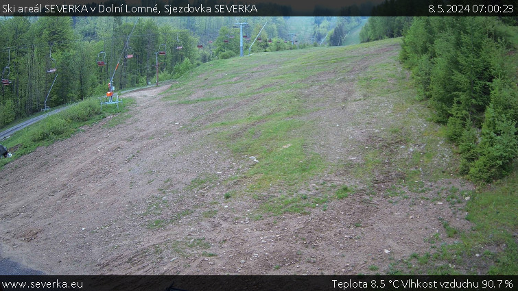 Ski areál SEVERKA v Dolní Lomné - Sjezdovka SEVERKA - 8.5.2024 v 07:00