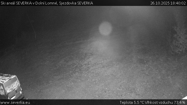 Ski areál SEVERKA v Dolní Lomné - Sjezdovka SEVERKA - 26.10.2025 v 18:40 Ski areál SEVERKA v Dolní Lomné - Sjezdovka SEVERKA - 26.10.2025 v 18:40