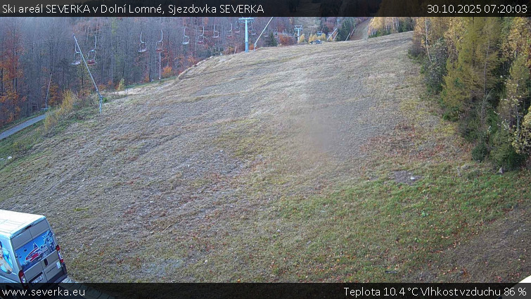 Ski areál SEVERKA v Dolní Lomné - Sjezdovka SEVERKA - 30.10.2025 v 07:20 Ski areál SEVERKA v Dolní Lomné - Sjezdovka SEVERKA - 30.10.2025 v 07:20