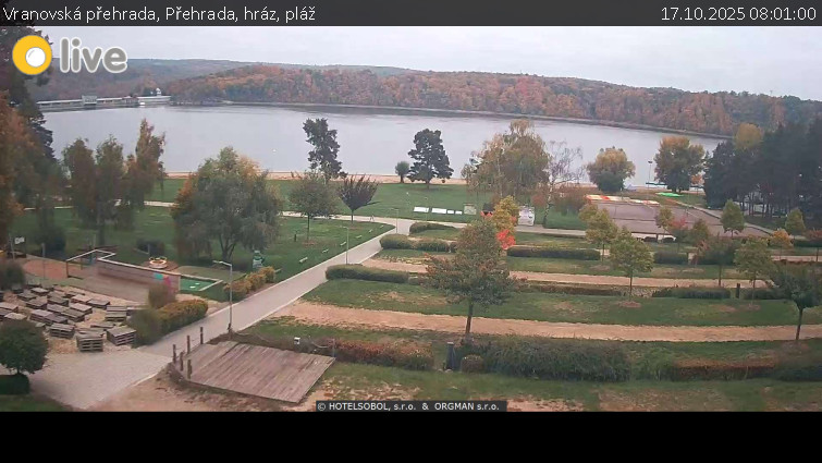 Vranovská přehrada - Přehrada, hráz, pláž - 17.10.2025 v 08:01 Vranovská přehrada - Přehrada, hráz, pláž - 17.10.2025 v 08:01