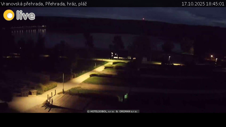 Vranovská přehrada - Přehrada, hráz, pláž - 17.10.2025 v 18:45 Vranovská přehrada - Přehrada, hráz, pláž - 17.10.2025 v 18:45