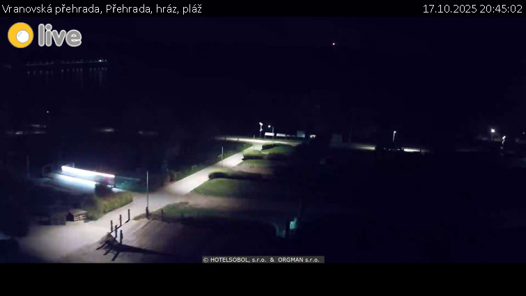 Vranovská přehrada - Přehrada, hráz, pláž - 17.10.2025 v 20:45 Vranovská přehrada - Přehrada, hráz, pláž - 17.10.2025 v 20:45