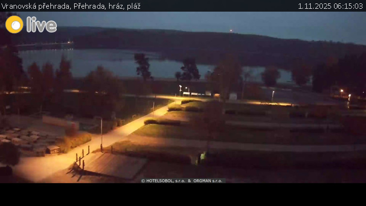 Vranovská přehrada - Přehrada, hráz, pláž - 1.11.2025 v 06:15 Vranovská přehrada - Přehrada, hráz, pláž - 1.11.2025 v 06:15