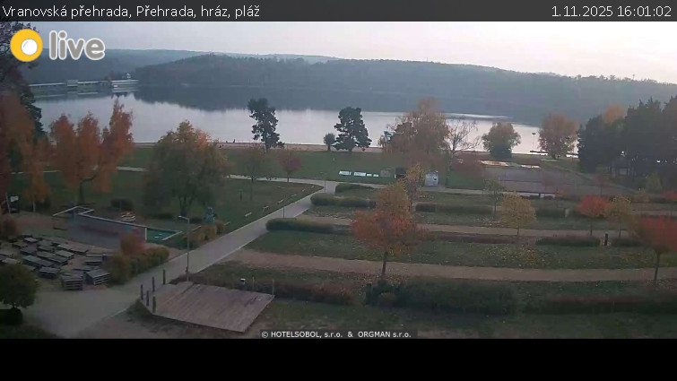 Vranovská přehrada - Přehrada, hráz, pláž - 1.11.2025 v 16:01 Vranovská přehrada - Přehrada, hráz, pláž - 1.11.2025 v 16:01