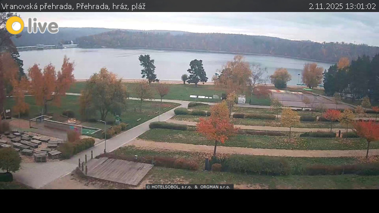 Vranovská přehrada - Přehrada, hráz, pláž - 2.11.2025 v 13:01 Vranovská přehrada - Přehrada, hráz, pláž - 2.11.2025 v 13:01
