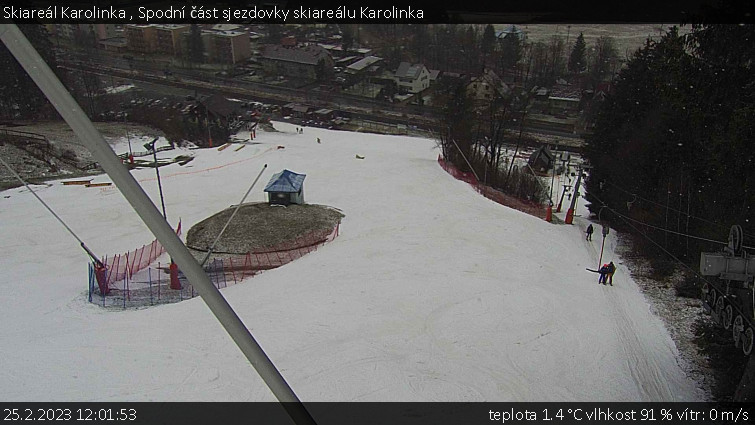 Skiareál Karolinka  - Spodní část sjezdovky skiareálu Karolinka - 25.2.2023 v 12:01