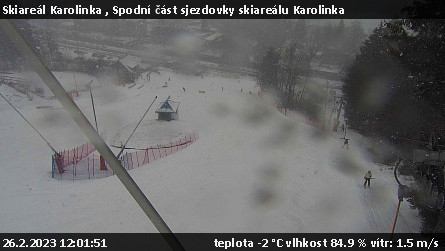 Skiareál Karolinka  - Spodní část sjezdovky skiareálu Karolinka - 26.2.2023 v 12:01