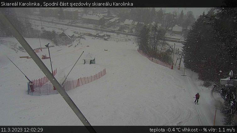 Skiareál Karolinka  - Spodní část sjezdovky skiareálu Karolinka - 11.3.2023 v 12:02