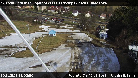 Skiareál Karolinka  - Spodní část sjezdovky skiareálu Karolinka - 30.3.2023 v 11:02